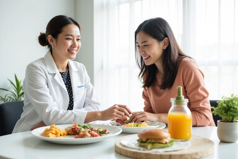 A nutritionist consulting with a client, showing personalized care and attention.